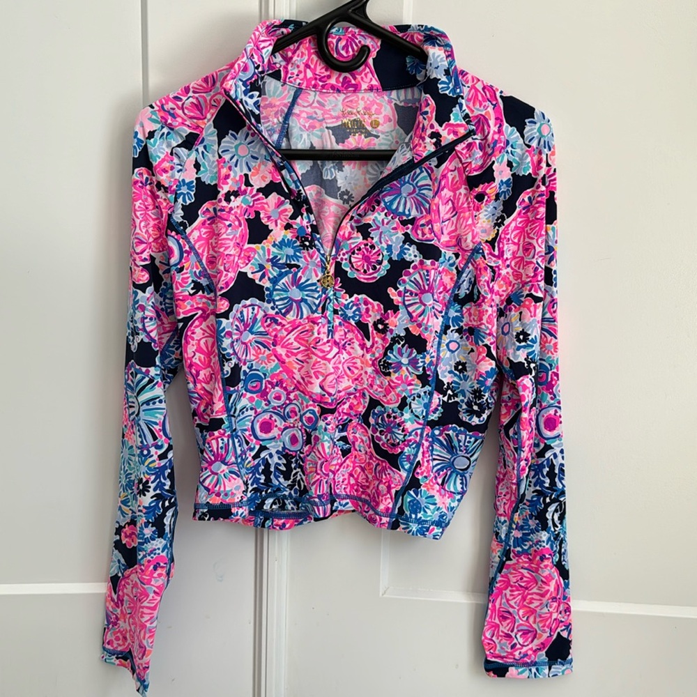 NWT Lilly Pulitzer Luxletic JUSTINE CROP Half Zip Rash Guard